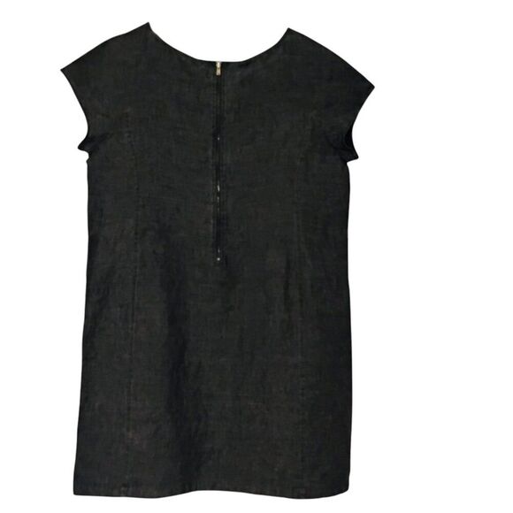 Eileen Fisher Dress 100% Linen Shift Lagenlook Pockets Boat Neck Charcoal Gray L - Picture 6 of 9
